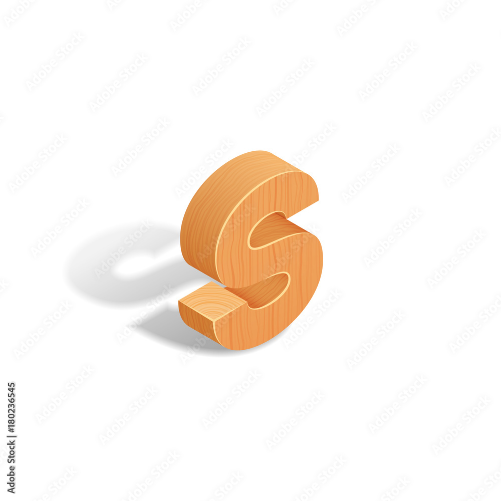 Isometric wooden letter A with shadow. Isometric wooden letter A with shadow.