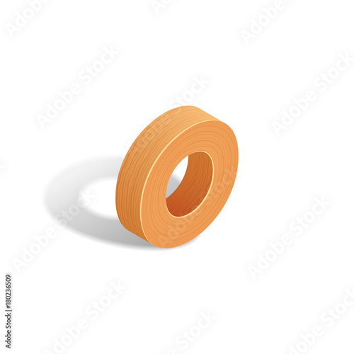 Isometric wooden letter A with shadow.