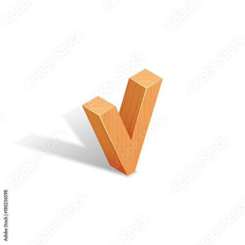 Isometric wooden letter A with shadow.