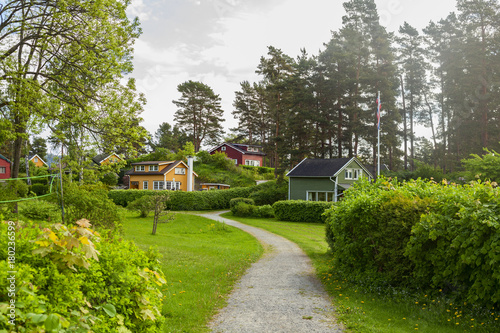 coloured houses view in the island of lindoya