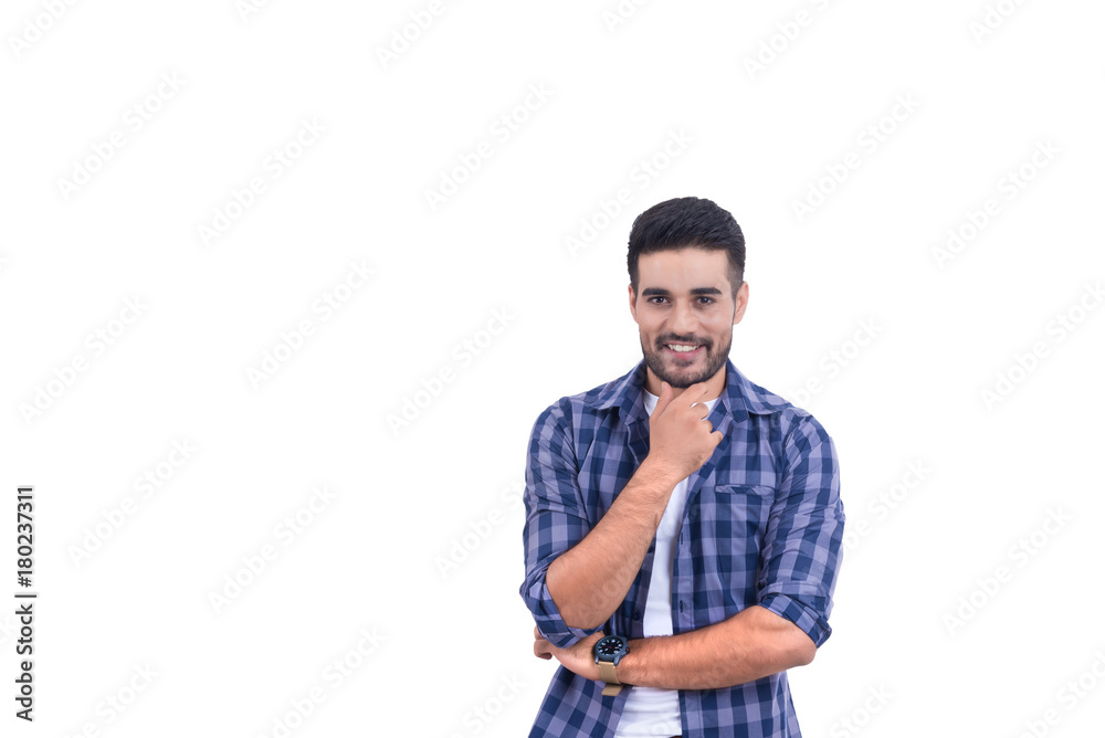 Portrait of handsome man smile on white background Portrait of handsome man smile on white background