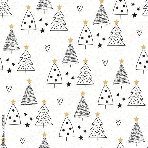 seamless christmas tree pattern vector illustration