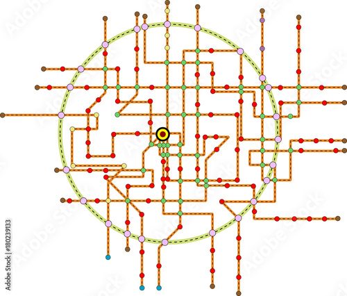 Fictional subway map, public transport map, free copy space