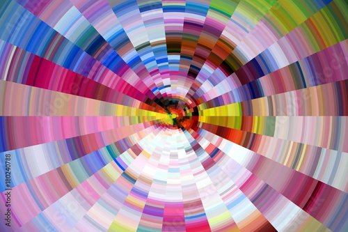 Yellow blue pink red hypnotic circular background