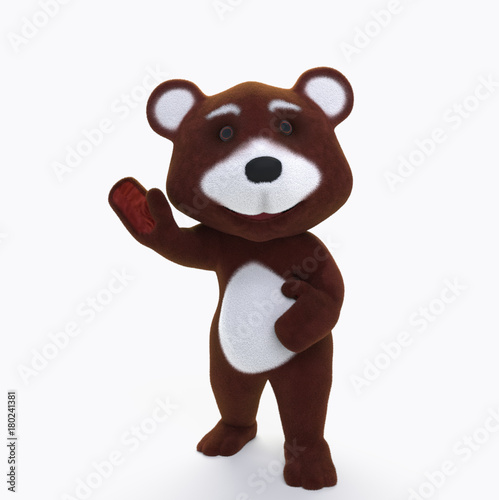 Teddy bear welcomes  3d rendering