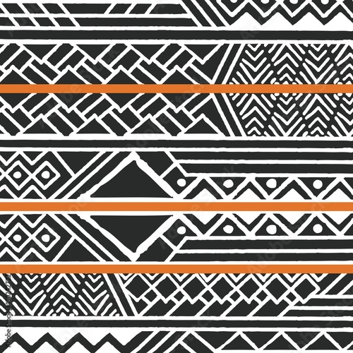 Tribal ethnic colorful bohemian pattern with geometric elements, African mud cloth, tribal design