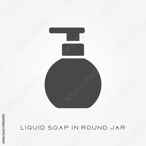 Silhouette icon liquid soap in round jar