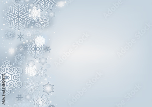 Winter Background with Snowflakes - Abstract Christmas Illustration, Vector