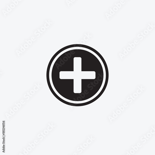 Icon graphic picture Sign plus, medicine. Black and white pictogram for web design. Vector flat illustrations, logo