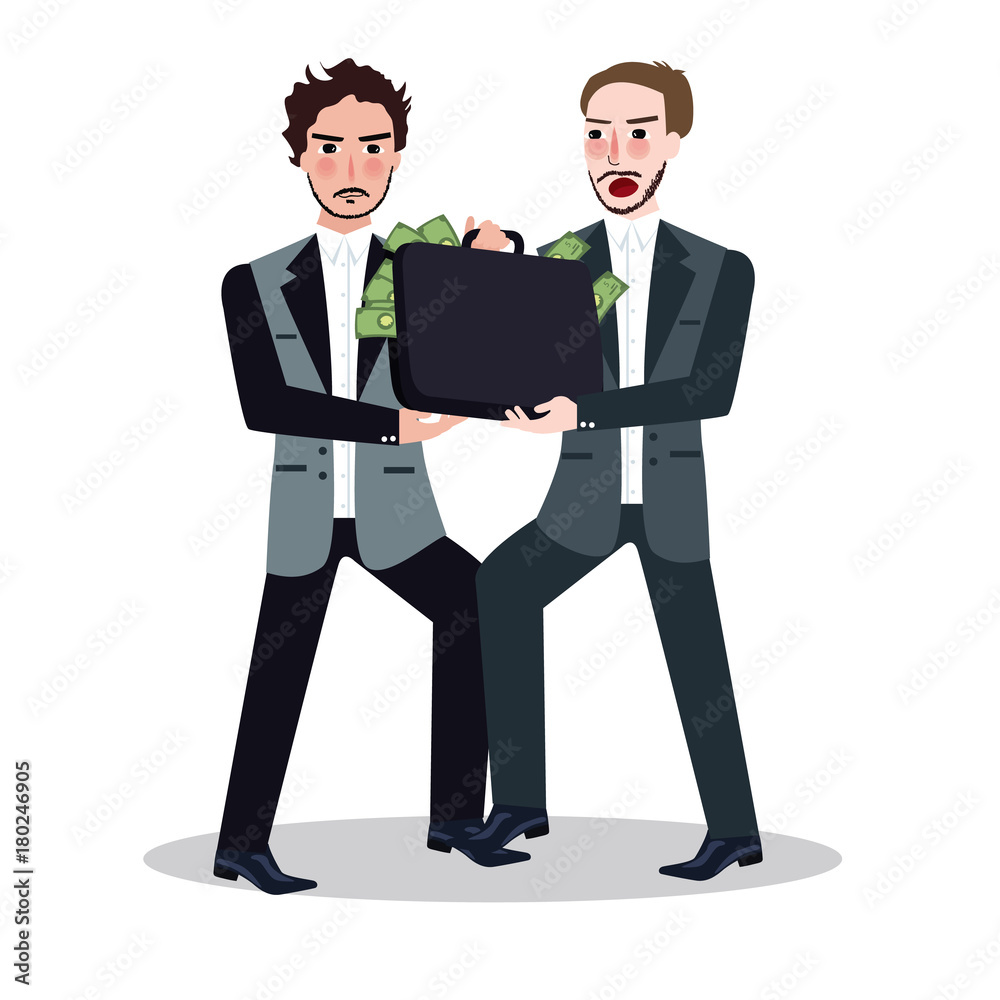two business man fighting for Money cash on bag vector illustration two business man fighting for Money cash on bag vector illustration