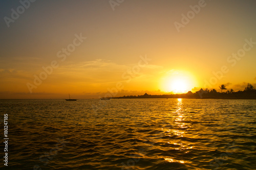 Sunset over the beach in Africa Kenya