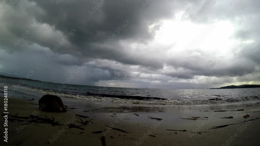 Dark clouds over the sea in winter. Sardinia, Italy