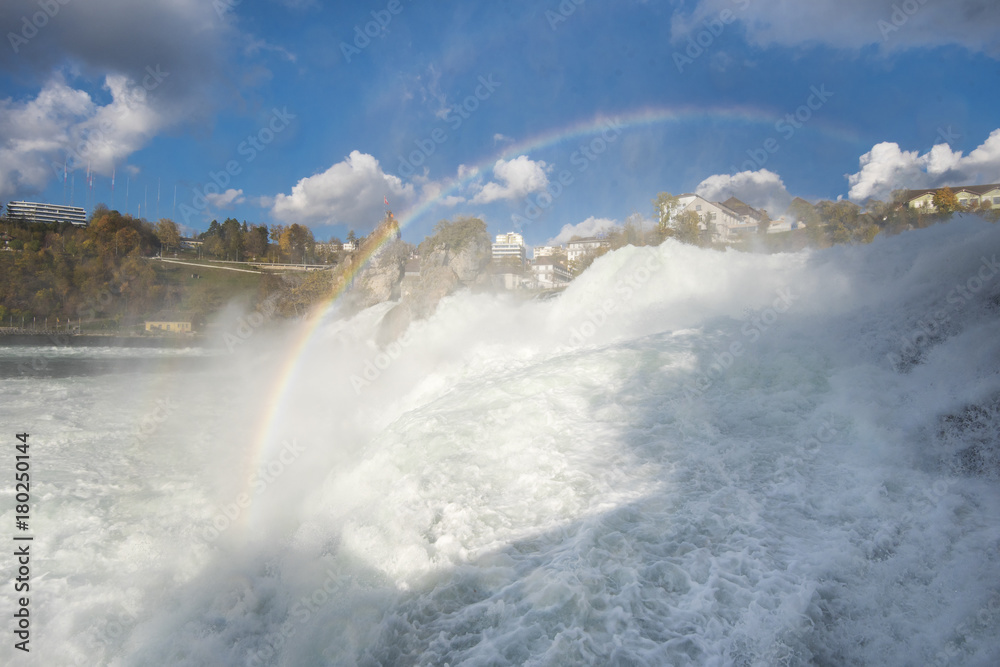 Rheinfall in Autumn, the biggest waterfall in Europe Rheinfall in Autumn, the biggest waterfall in Europe