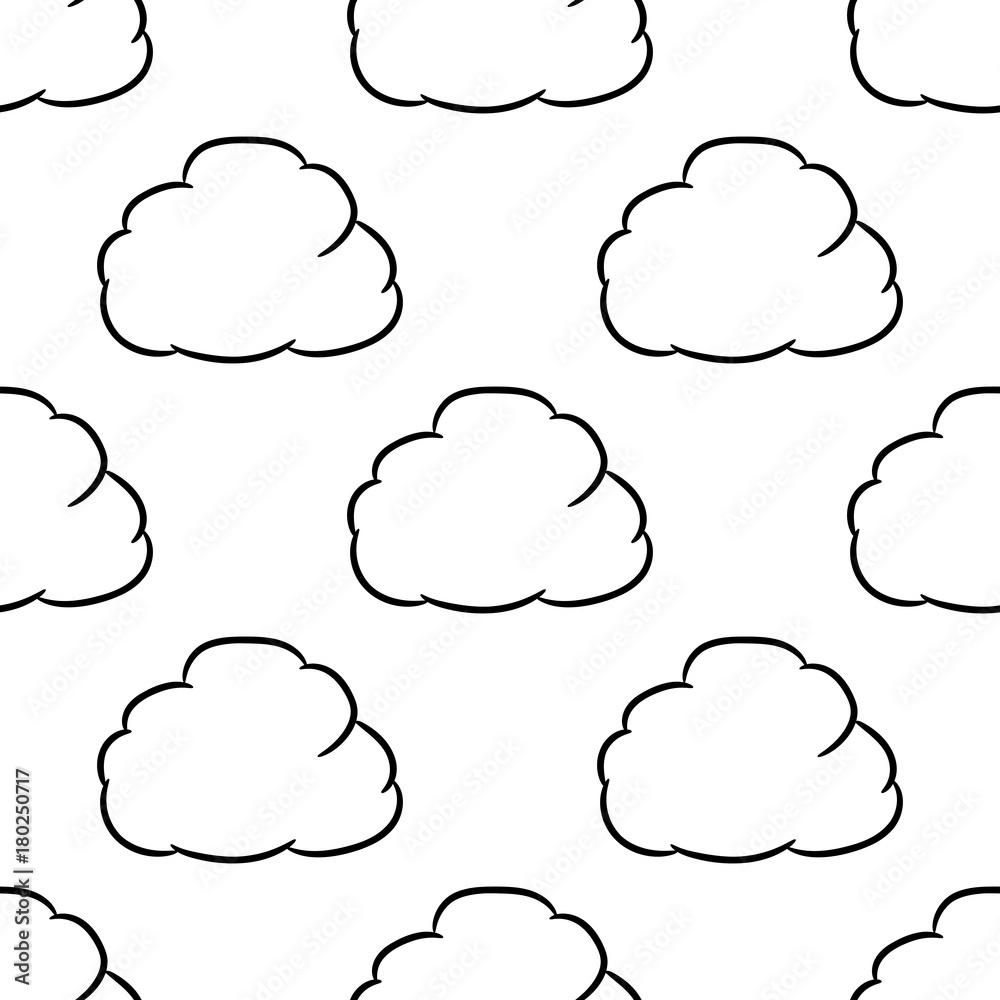Seamless pattern from сloud thought of black brush lines on white background of vector illustrations Seamless pattern from сloud thought of black brush lines on white background of vector illustrations