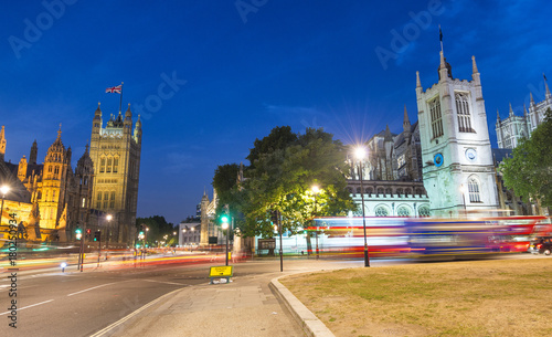 Westminster Palace and Abbey Precincts Park at night, London photo