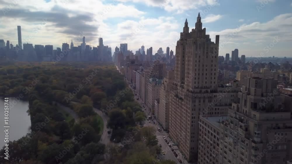 orbiting counter clockwise around tower on Central Park West orbiting counter clockwise around tower on Central Park West