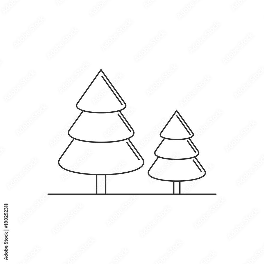 Fototapeta premium Christmas tree logo icon design concept outline, thin line, mono line