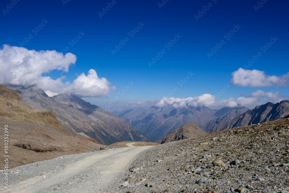 Mountains and peaks landscape. Stubaier Gletscher covered with glaciers and snow, natural environment. Hiking in the Stubai Alps. Ski resort in Tirol, Austria, Europe Mountains and peaks landscape. Stubaier Gletscher covered with glaciers and snow, natural environment. Hiking in the Stubai Alps. Ski resort in Tirol, Austria, Europe