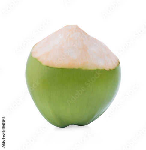 Green coconut isolated on white background.