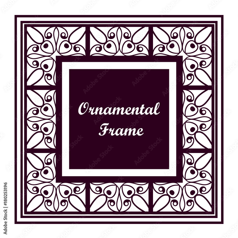 Ornamental colored vintage frame with place for text. Template for design. Vector illustration