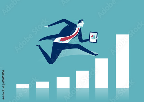 Growth. Businessman is heading for success. Vector concept illustration