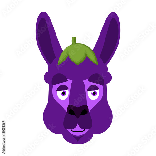 Lama Alpaca Eggplant face avatar. Purple animal head. Vector illustration