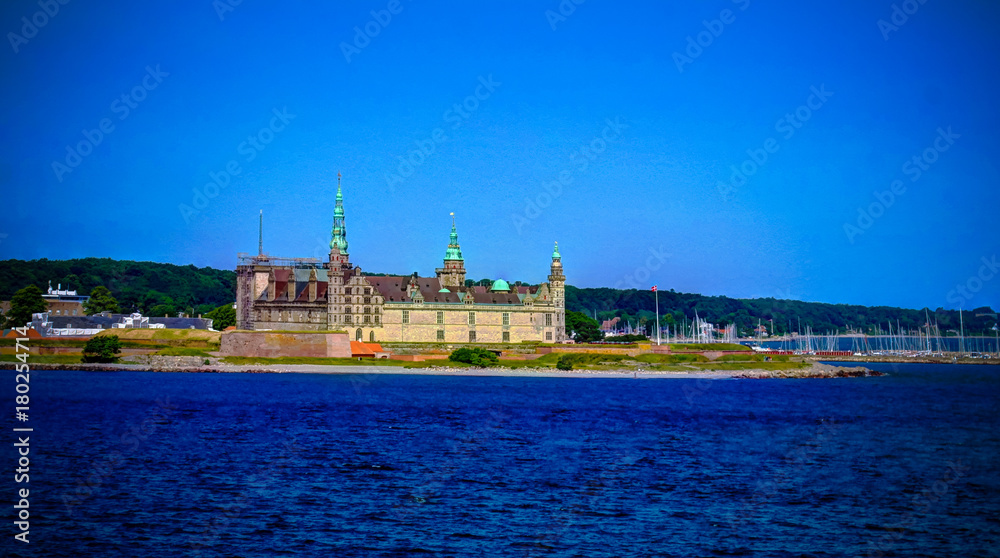 Sea panorama of Kronborg castle,Helsingor, Denmark