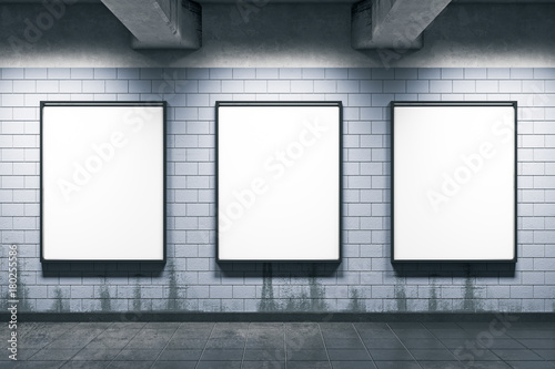 Metro station with empty posters