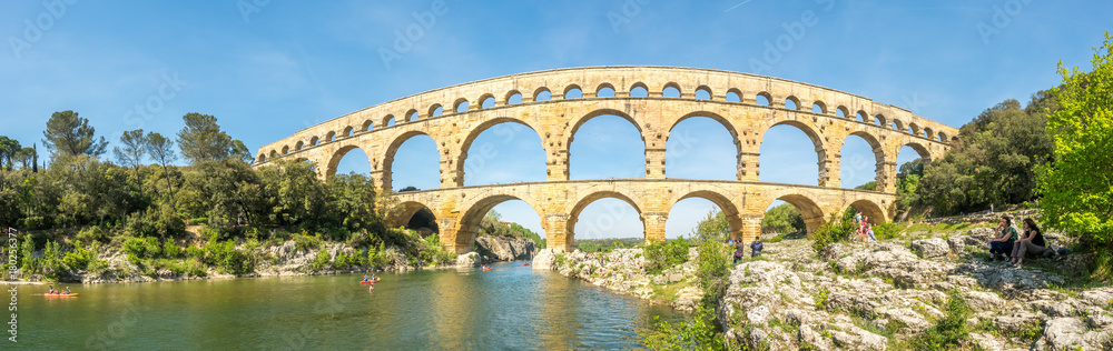 Touists at Pont du Gard in Nimes, France