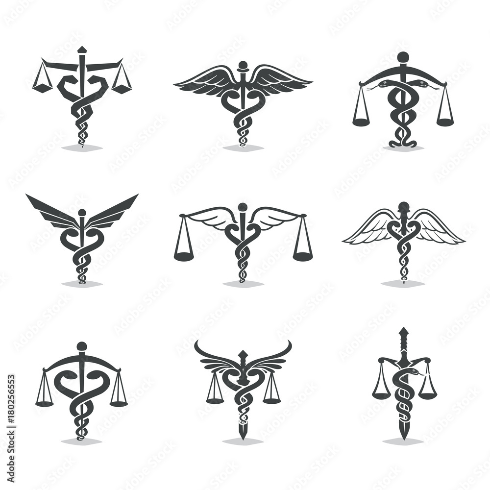 scales of justice. The set scales, justice, Academy, health care logos
