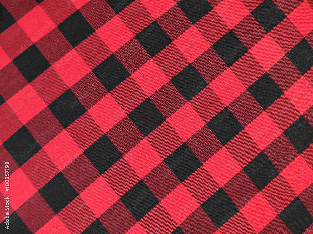 Cotton fabric in a black and red checkered Cotton fabric in a black and red checkered