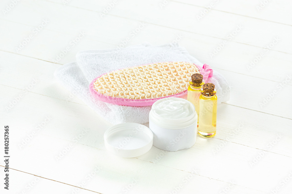 Spa towels, stone and oils Spa towels, stone and oils