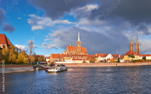 Wroclaw. Cathedral of St. John under dramatic sky in Autumn