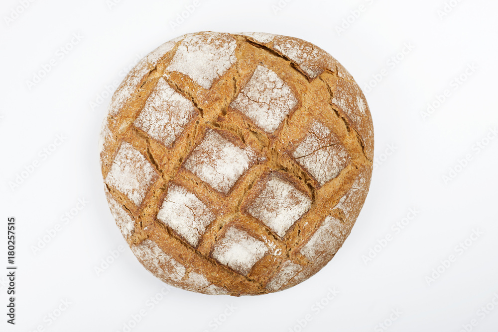 Round bread on white background. Isolated. Food Round bread on white background. Isolated. Food