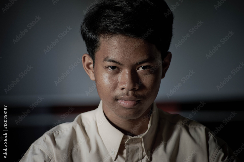 Portrait of asian man,Low key style. Portrait of asian man,Low key style.