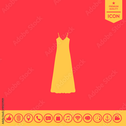 Long Dress, Evening dress, combination or nightie , the silhouette. Menu item in the web design