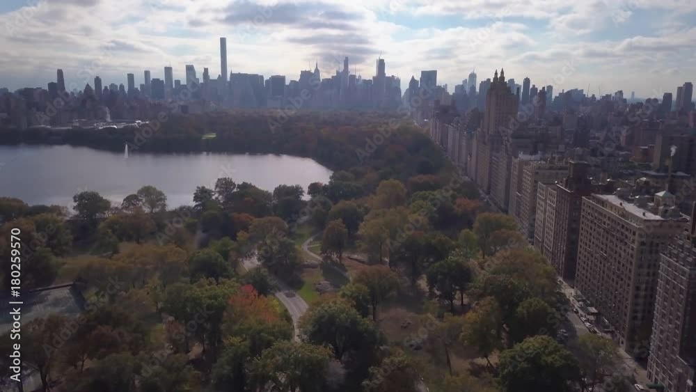 alt flying south over Central Park facing Central Park West