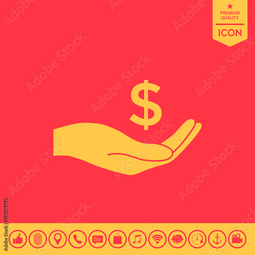 Money in hand, dollar symbol icon