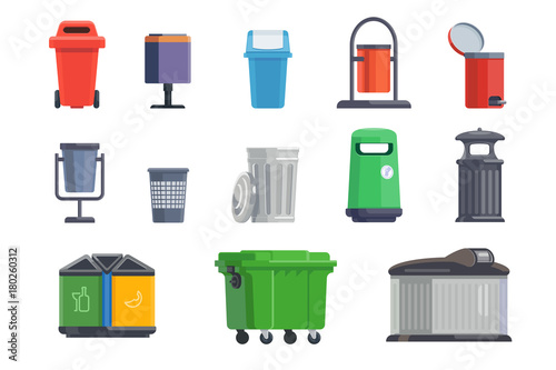 Set of garbage cans for home and street
