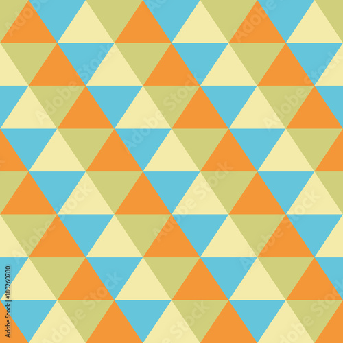 seamless geometric pattern of triangles in yellow, orange, green and blue