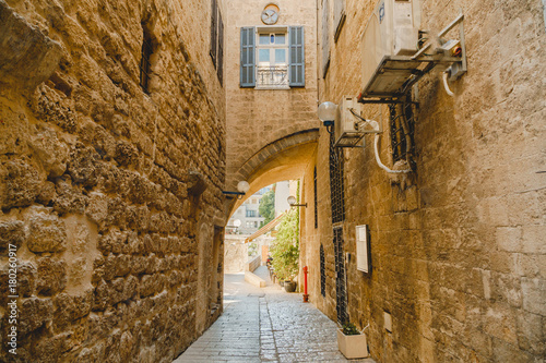 Old jaffa street. Culture and history architecture photo