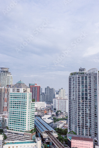 city buildings with blue sky