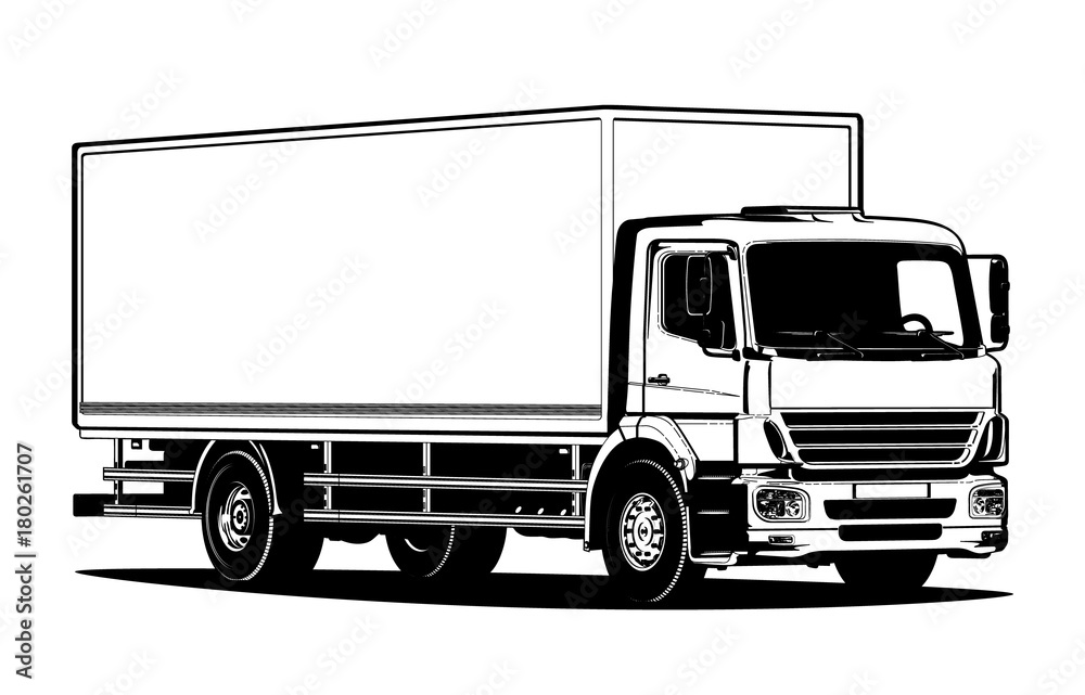 Vector truck outline template isolated on white Vector truck outline template isolated on white