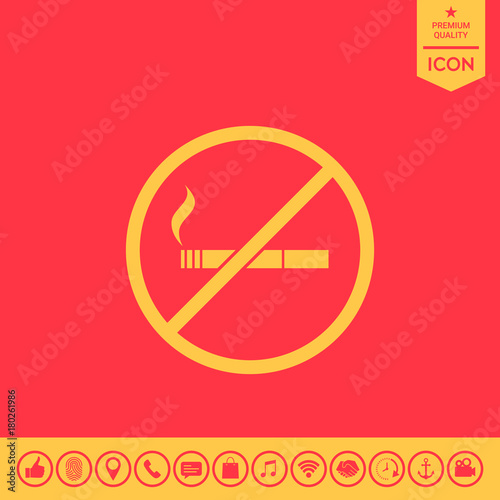 No smoking, smoking ban icon. Cigarette - prohibiting sign