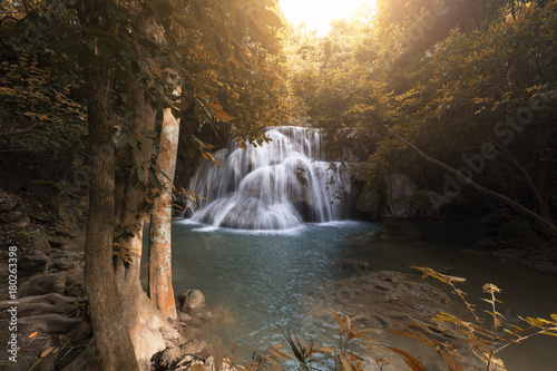 Indian stlye Huai Mae Khamin Waterfall Kanchanaburi Thailand.