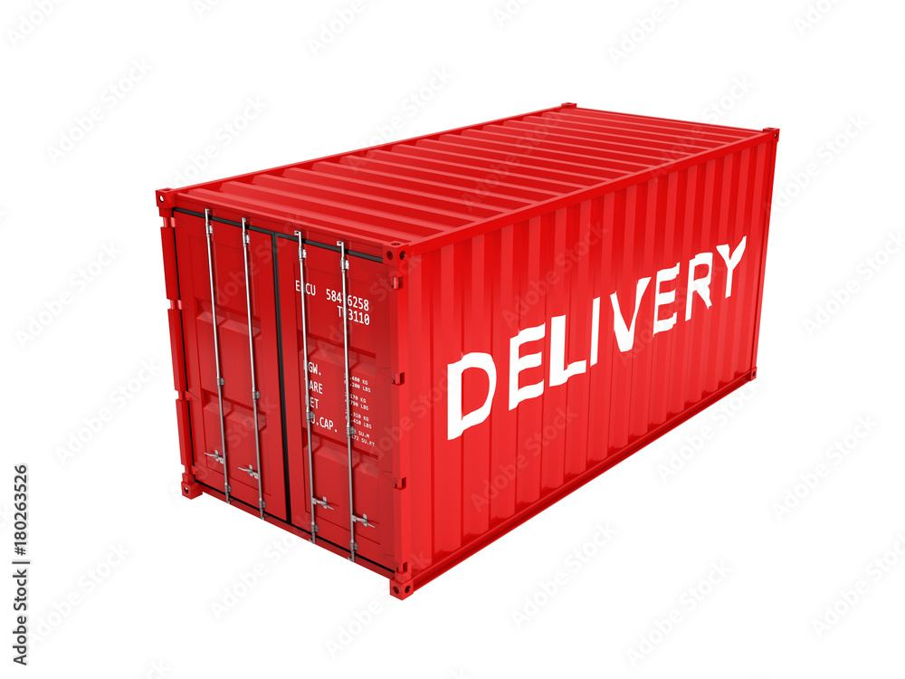 Cargo shipping container with an inscription delivery on white background without shadow 3d Cargo shipping container with an inscription delivery on white background without shadow 3d
