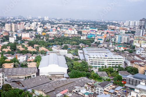 Bangkok Ekamai city buildings with blue sky