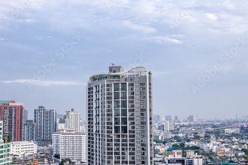Bangkok Ekamai city buildings with blue sky