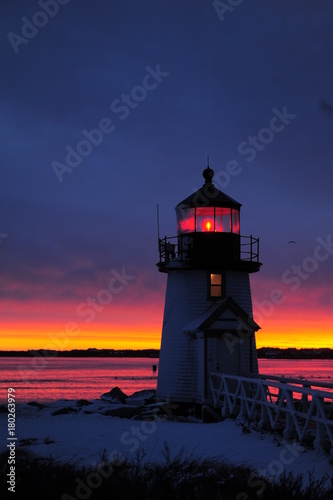Brant Point lighthouse winter Nantucket