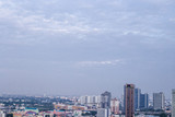 バンコク下町街ビル、青空、ビジネス、都会